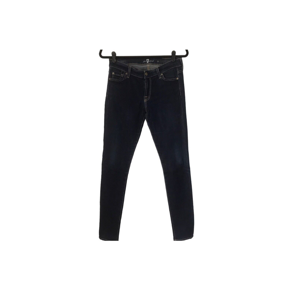 7 For All Mankind Jeans Womens Size 28‎ The Skinny Low Rise Blue Dark Wash Denim